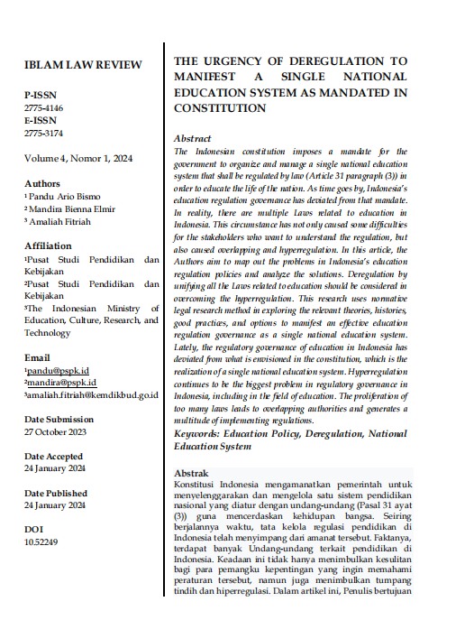 The Urgency Of Deregulation ToManifest A Single National Education System As Mandated In Constitution